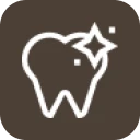 Sparkling tooth icon on brown background